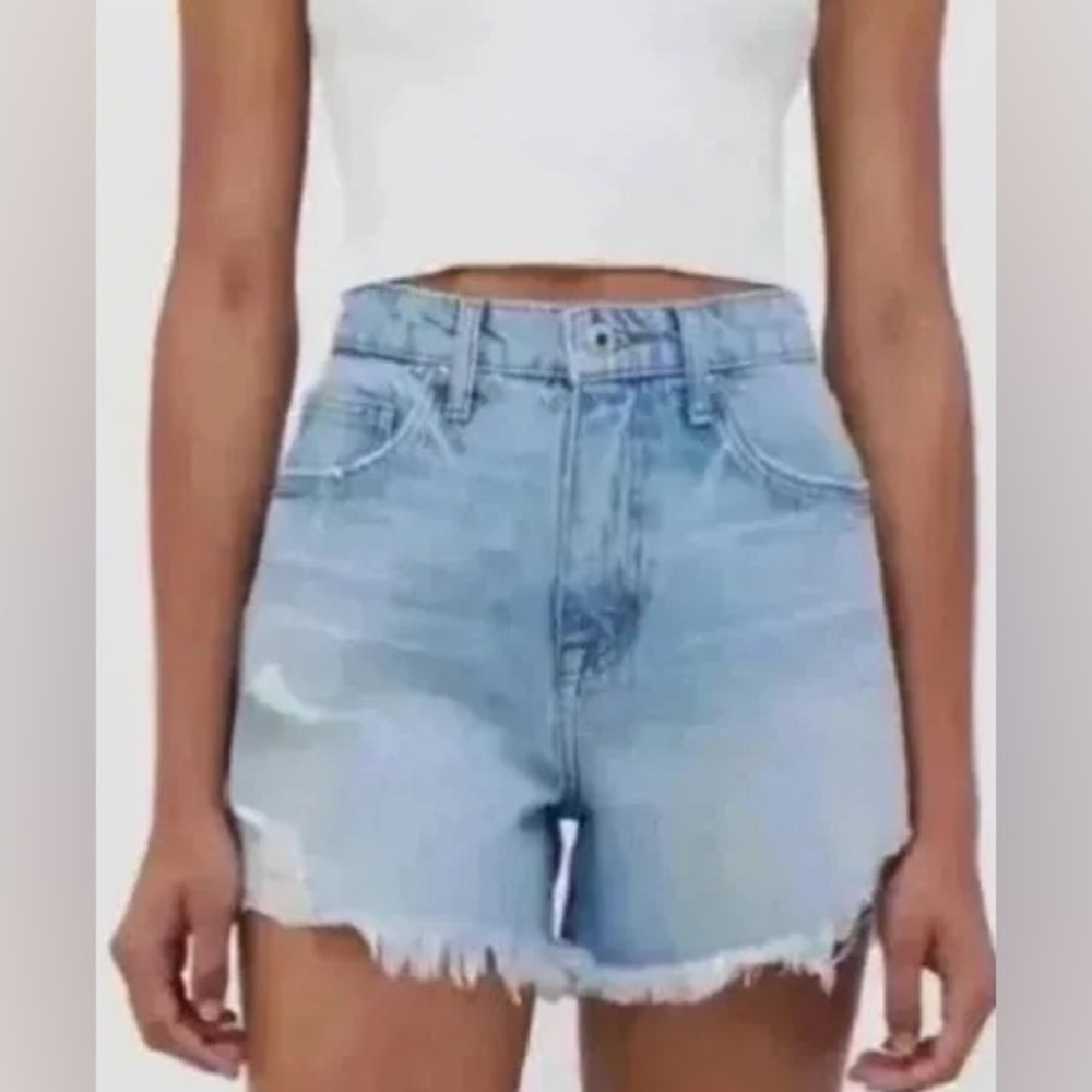 Jonathan Simkhai Luca Distress Crete Jean Shorts light blue‎
